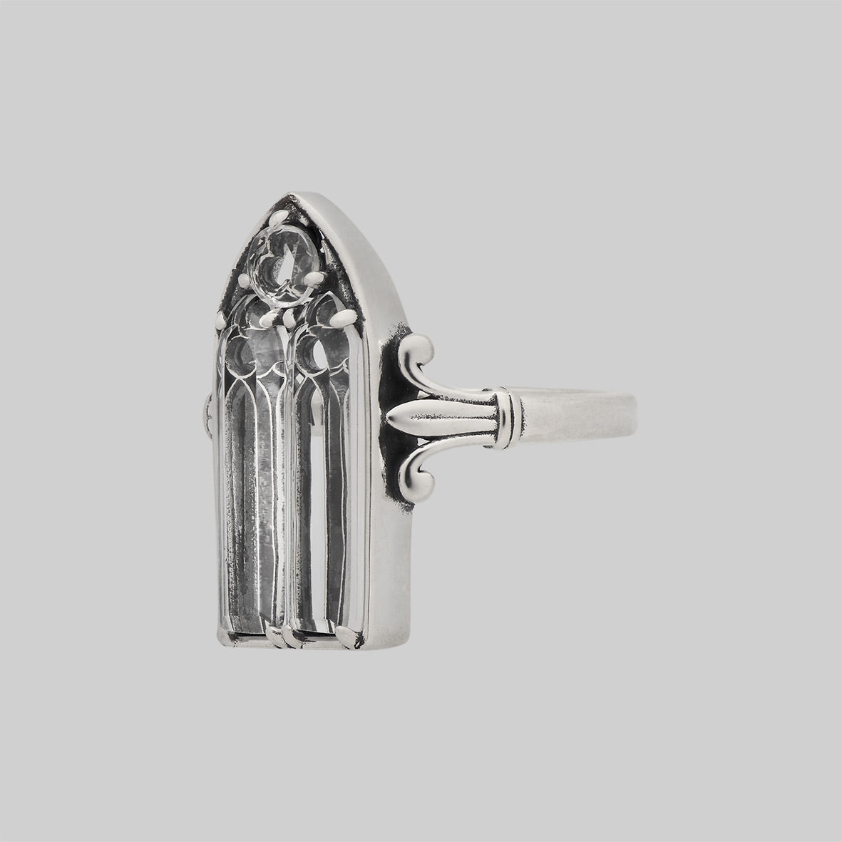 Cathedral Window Ring in Gothic Glass Style