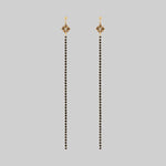 gold black gemstone vintage inspired extra long earrings