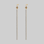 gold black gemstone gothic extra long earrings