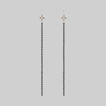 silver black gemstone gothic long earrings