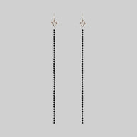 silver black gemstone gothic long earrings