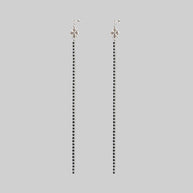 silver black stone vintage inspired long earrings