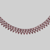 silver red gemstone vintage inspired collar necklace
