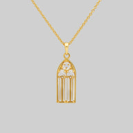 Gold Cathedral Gothic Glass Window Necklace
