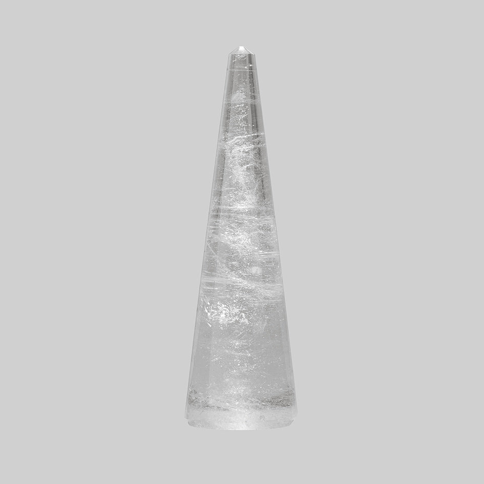 Clear quartz crystal point wand ring holder