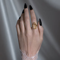 Gold Cathedral Window Glass Gothic Ring
