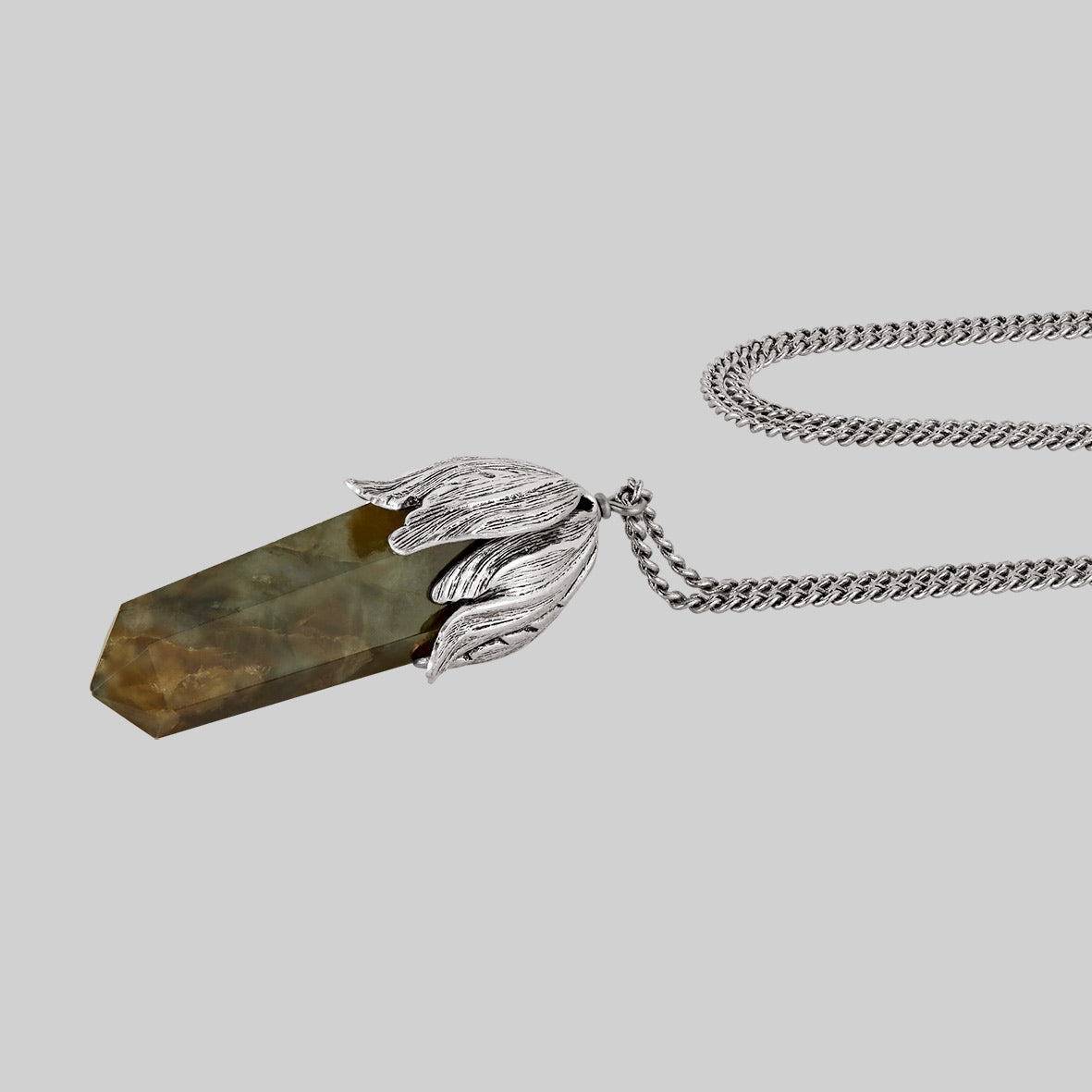 Large Labradorite gemstone petal necklace