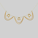 gold plated pearl and chain drop necklace