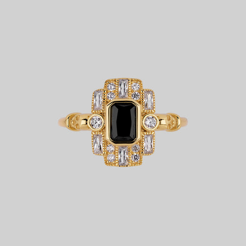 RAPTURE. Onyx & Gothic Arches Ring - Gold