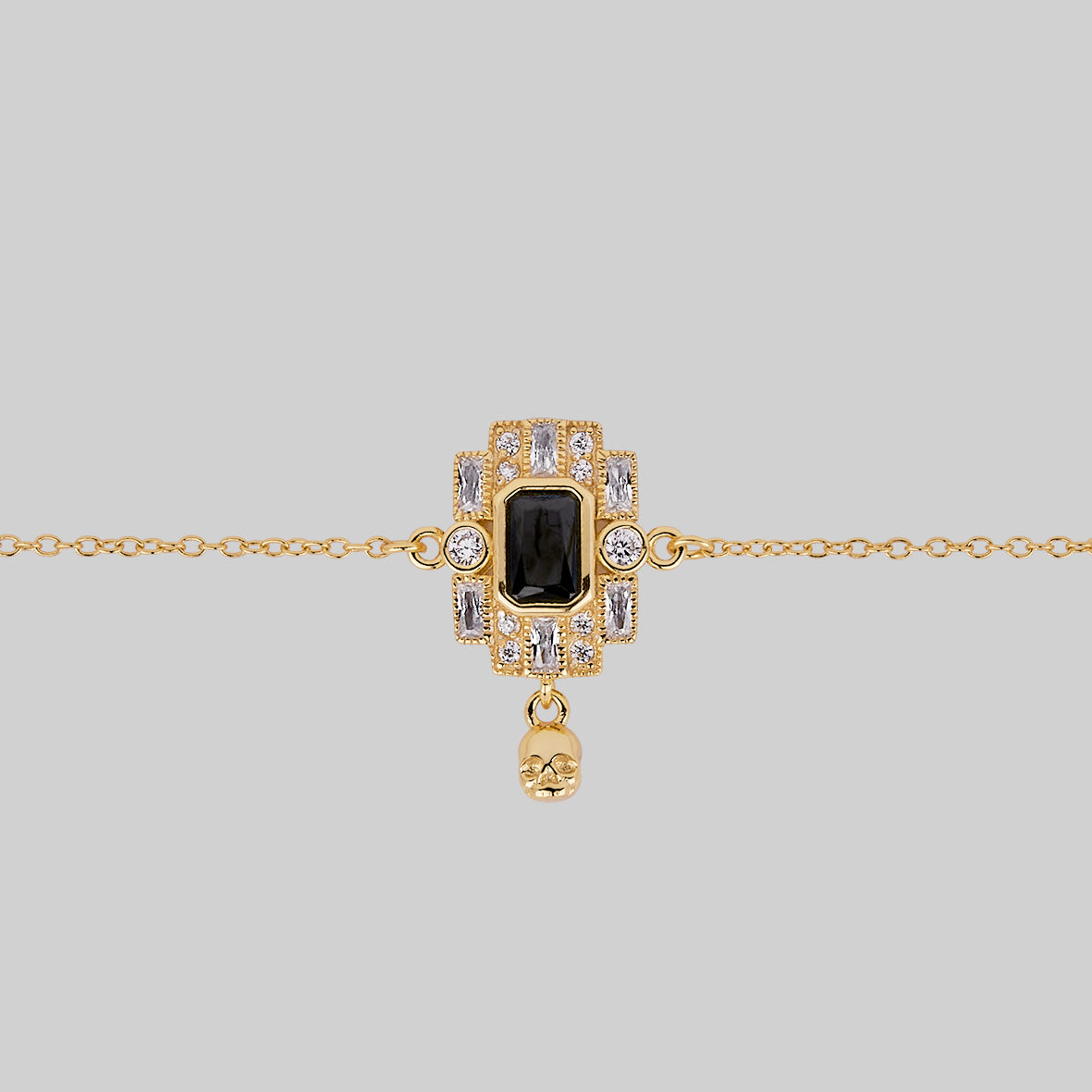 gold choker black spinel gemstone skull