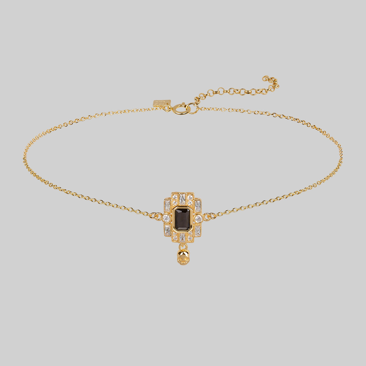 gold choker black spinel gemstone skull