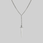 gothic sword lariat drop silver necklace