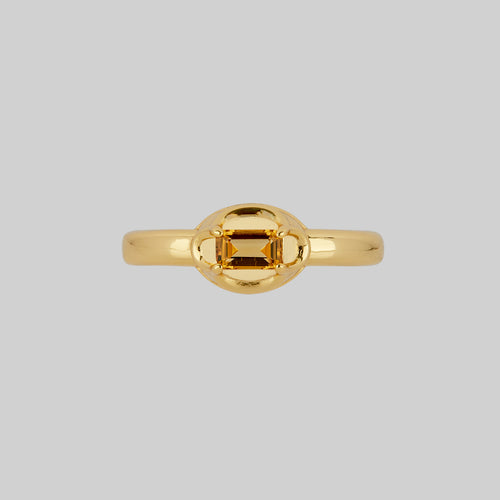 MARTHA. Ornate Garnet Floral Ring - Gold