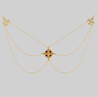 garnet cross gold plated necklace