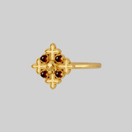 detailed skull and cross gold plated ring