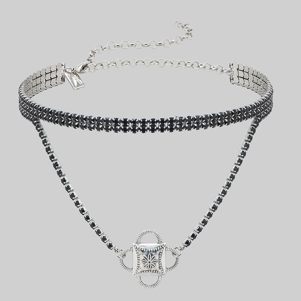 EMELIA. Crested Dazzle Chain Choker - Silver | REGALROSE