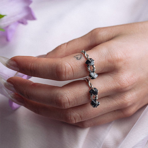 EDWIN. Skull & Star Wide Band Ring - Gold