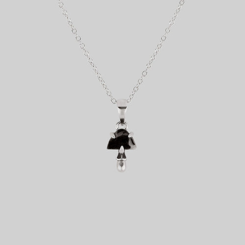 HARLIE. Black Spinel Clown Necklace - Silver