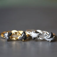 ENOKI. Intertwined Tiny Mushrooms Gemstone Ring - Silver