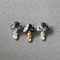 ENOKI. Tiny Mushroom Gemstone Stud Earring - Gold