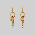gold cz chain drop earrings