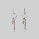 silver sparkle chain drop earrings