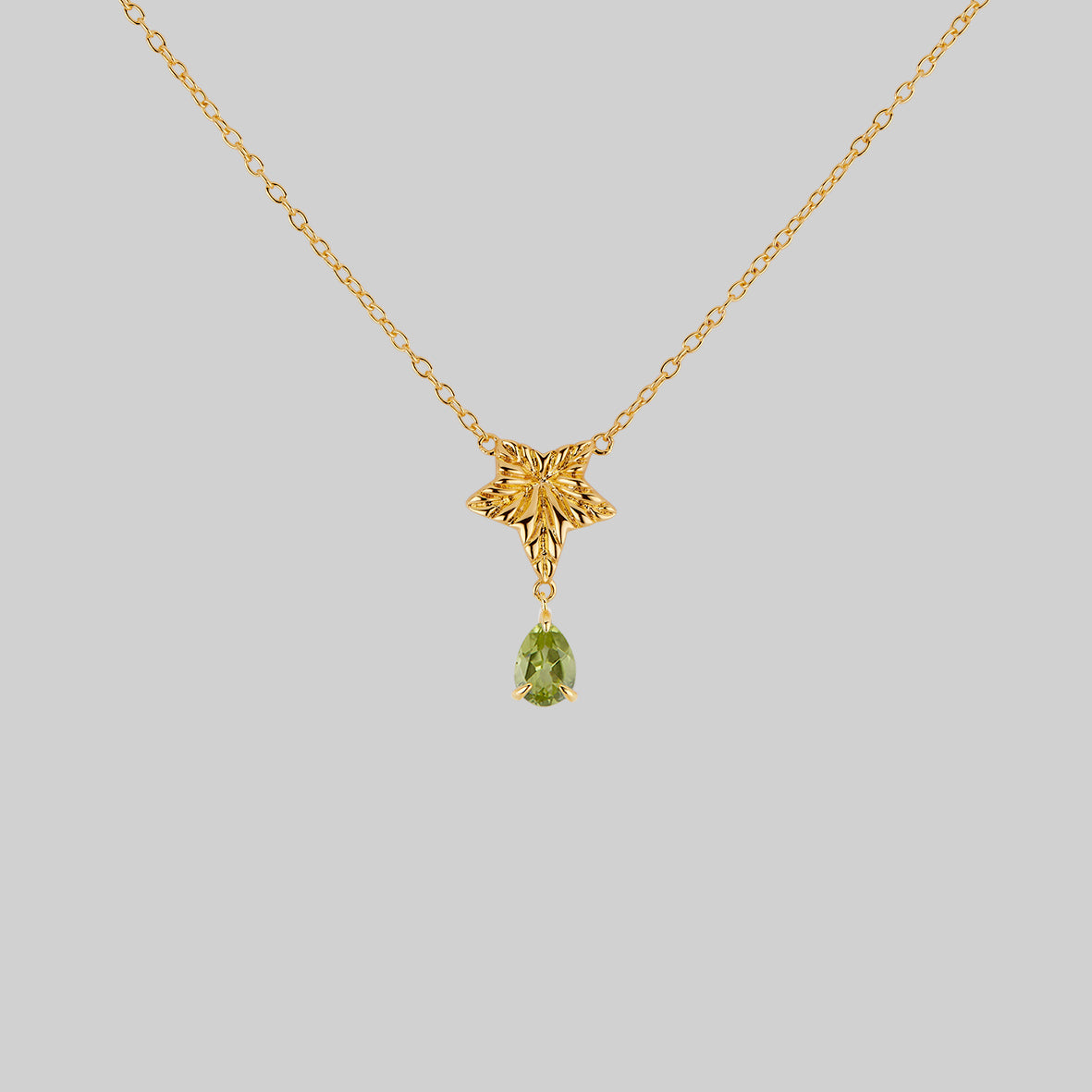 ivy leaf peridot drop necklace gold