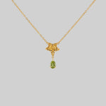 ivy leaf peridot drop necklace gold