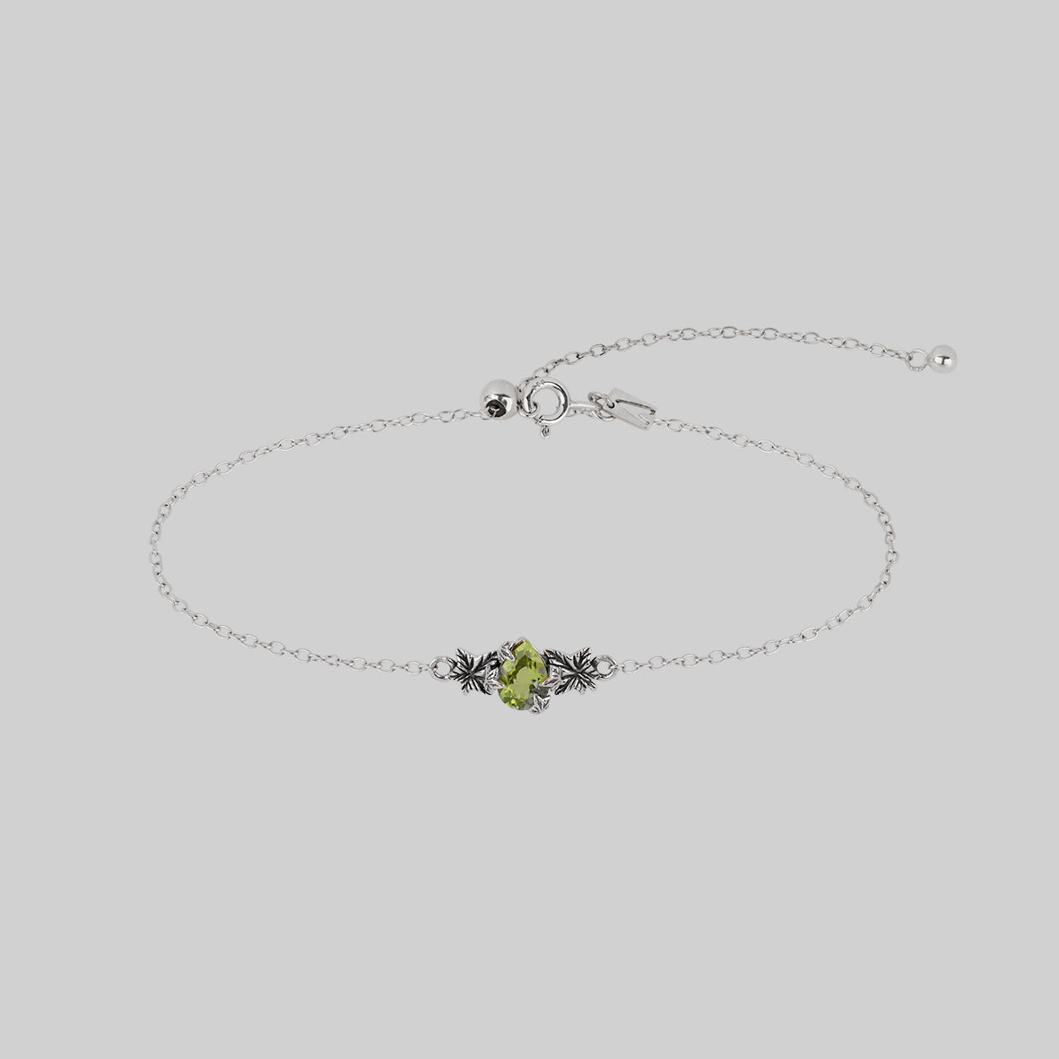 ivy leaf peridot gemstone bracelet silver