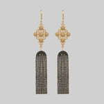 gold black gemstone gothic chandelier  earrings