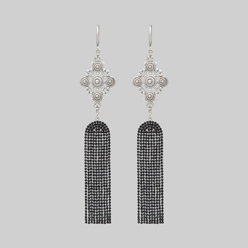 silver dazzle chandelier gothic earrings