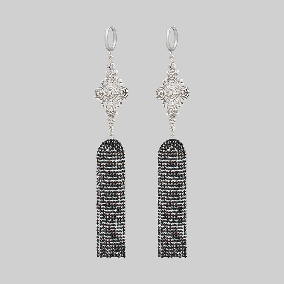 silver chandelier gothic vintage inspired earrings