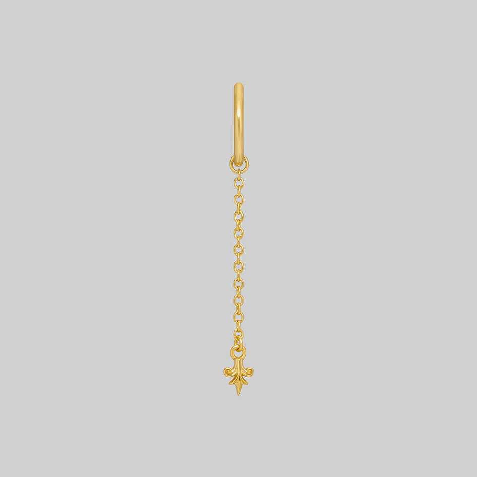 Single Fiora gold heraldic lily drop hoop earring