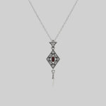 gatsby garnet and sword silver necklace