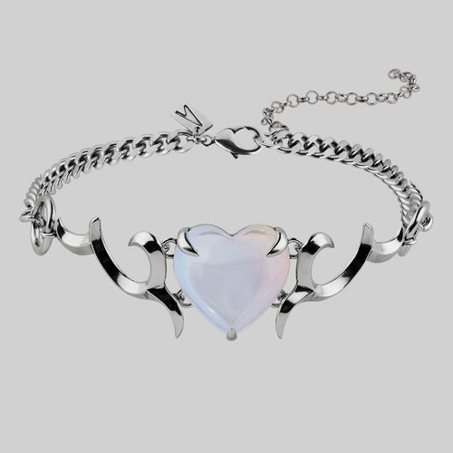 CENTAURUS. Gothic Trefoil Opalite Choker - Gold