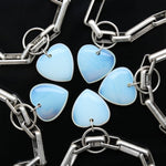 chunky chain opalite heart collar silver