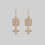 gold gothic cubic zirconia cluster hoop earrings