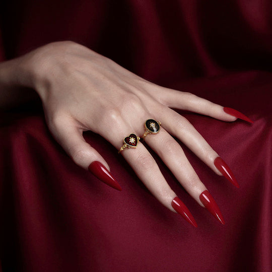 FOREVER YOURS. Red Enamel Heart Ring - Gold