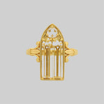 Cathedral Window Glass Gold Gothic Ring
