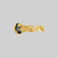 black onyx stone gold ring with gothic vines edgy jewellery