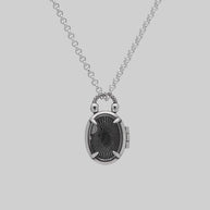 Black gothic oval locket georgian inspired skull necklace silver chain
