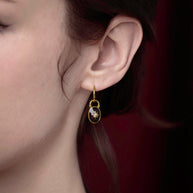 Gothic black oval enamel padlock skull hoop earrings gold