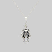 HARLIE. Black Spinel Clown Necklace - Silver