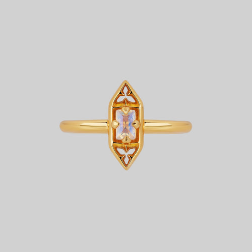 ENOKI. Intertwined Tiny Mushrooms Gemstone Ring - Gold