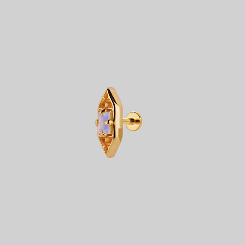 AMOR. Gold Rose Stem Stud Earring - Helix/Tragus