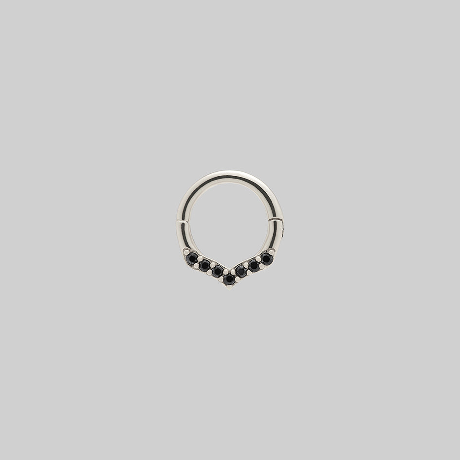 silver black gemstone septum clicker