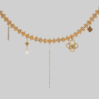 gold charm pearl whimsy goth collar necklace