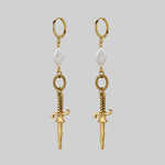 dagger kite pearl hoop earrings twisted gold