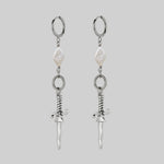 dagger kite pearl hoop earrings twisted silver
