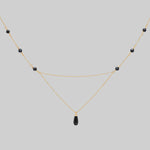 gold black bead gothic dainty necklace